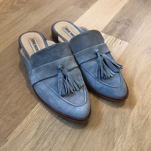 Light blue suede mules by Steve madden.